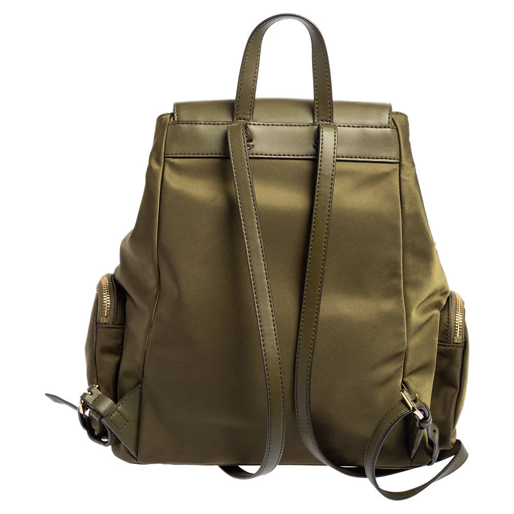 Michael Kors Military Green Nylon And Leather Medium Cargo Abbey Backpack For Women - Image 4