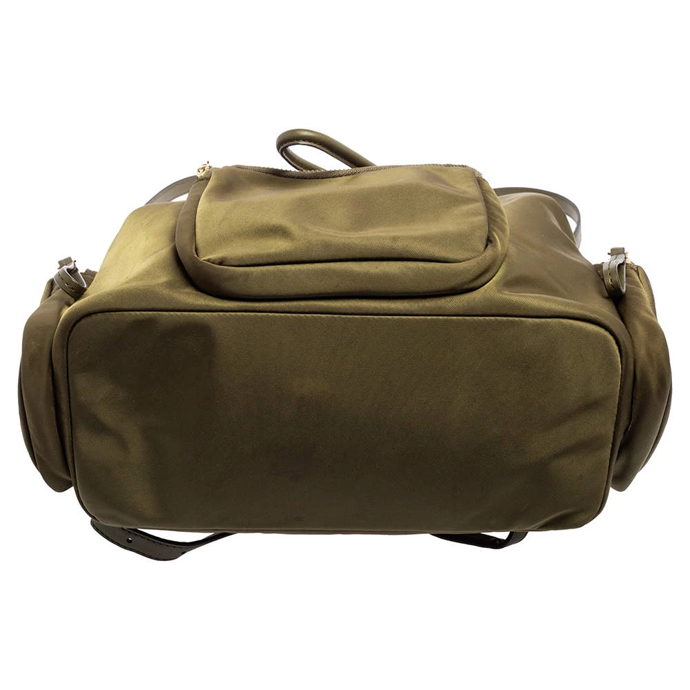 Michael Kors Military Green Nylon And Leather Medium Cargo Abbey Backpack For Women - Image 6