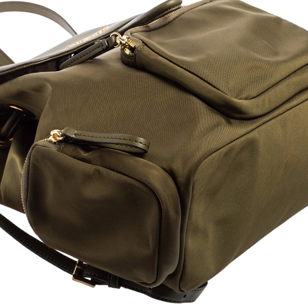 Michael Kors Military Green Nylon And Leather Medium Cargo Abbey Backpack For Women - Image 11