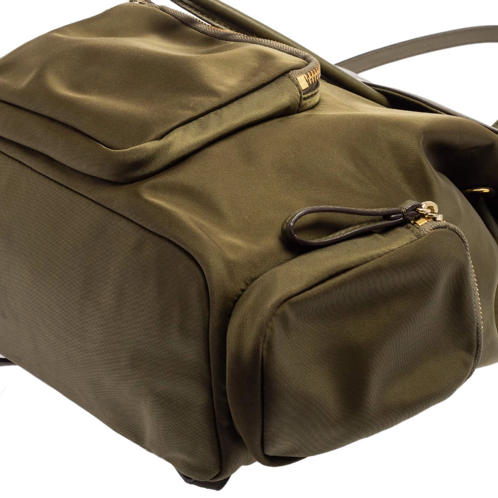 Michael Kors Military Green Nylon And Leather Medium Cargo Abbey Backpack For Women - Image 12