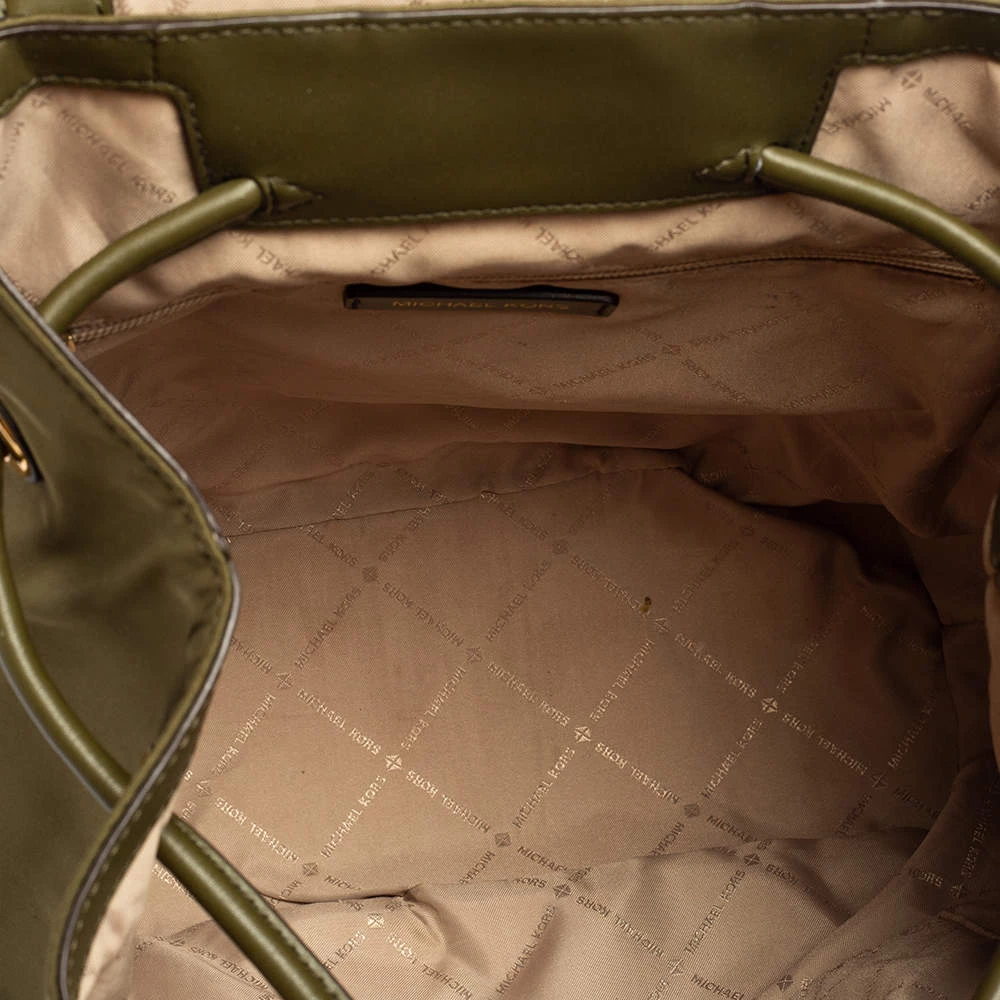 Michael Kors Military Green Nylon And Leather Medium Cargo Abbey Backpack For Women - Image 7