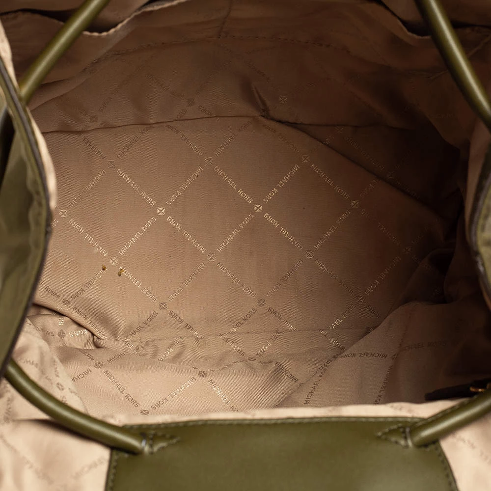 Michael Kors Military Green Nylon And Leather Medium Cargo Abbey Backpack For Women - Image 8