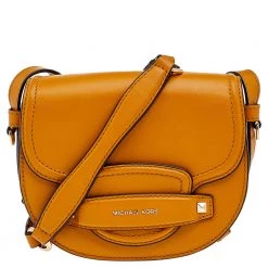 Michael Kors Mustard Leather Small Cary Saddle Bag For Women