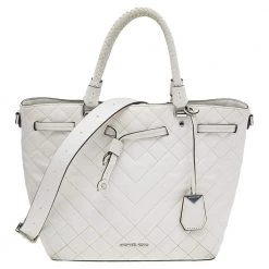 Michael Kors White Quilted Leather Medium Blakely Tote For Women