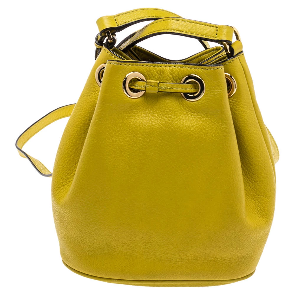 Michael Kors Apple Green Leather Jules Bucket Bag For Women - Image 4