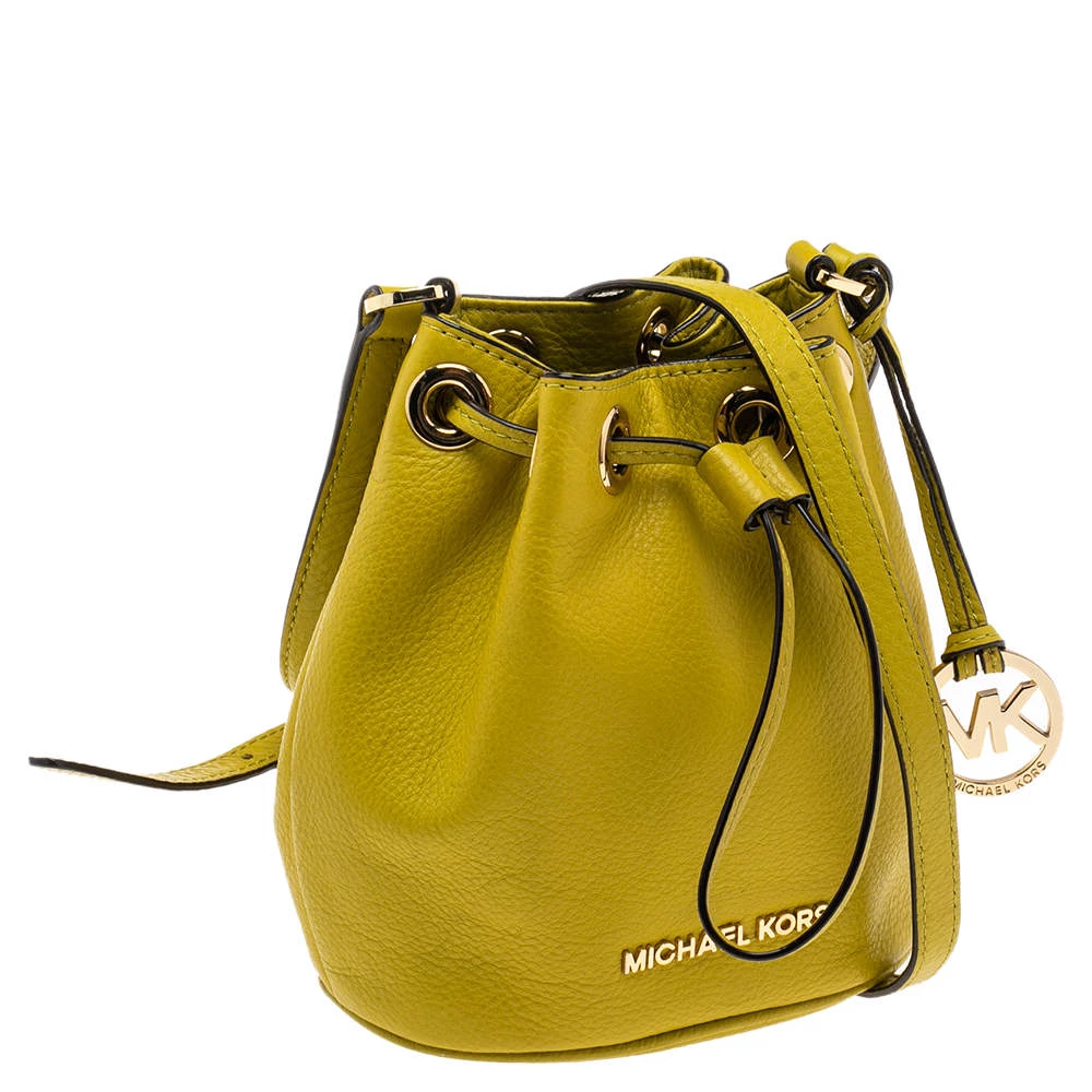 Michael Kors Apple Green Leather Jules Bucket Bag For Women - Image 3