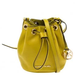 Michael Kors Apple Green Leather Jules Bucket Bag For Women