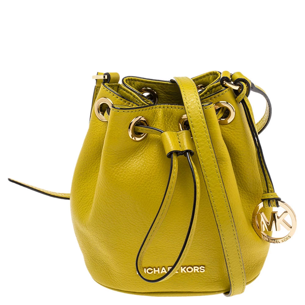 Michael Kors Apple Green Leather Jules Bucket Bag For Women