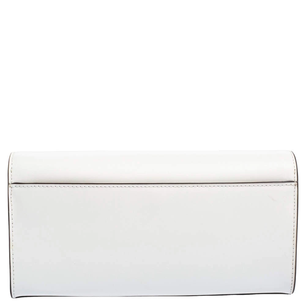 Michael Kors White Leather Mott Chain Clutch For Women - Image 4