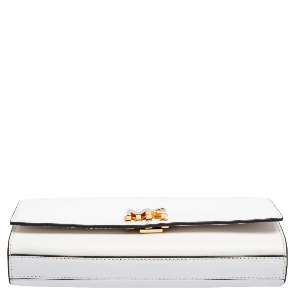 Michael Kors White Leather Mott Chain Clutch For Women - Image 6