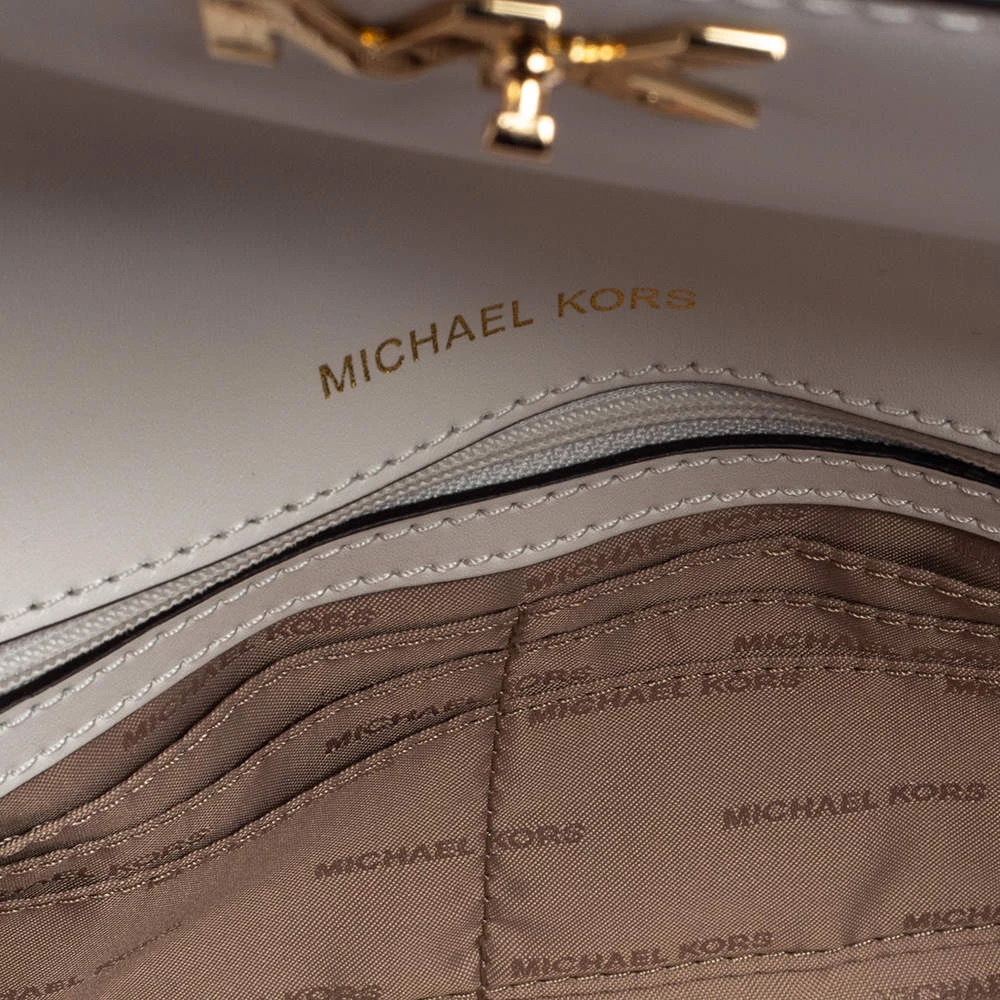 Michael Kors White Leather Mott Chain Clutch For Women - Image 7