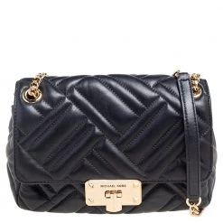 Michael Kors Black Quilted Leather Vivianne Shoulder Bag For Women