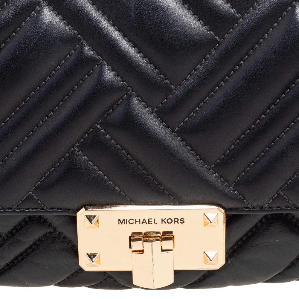 Michael Kors Black Quilted Leather Vivianne Shoulder Bag For Women - Image 5