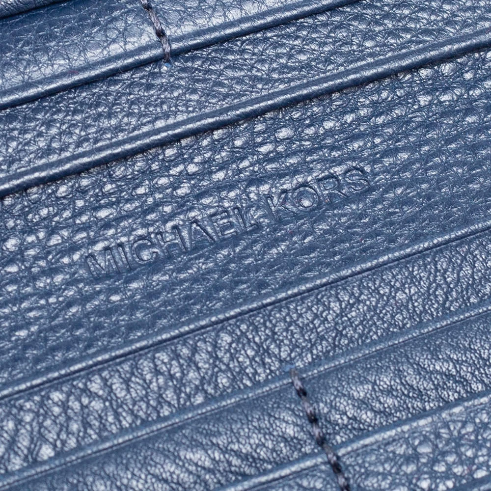 Michael Kors Navy Blue Leather Flap Continental Wallet For Women - Image 8