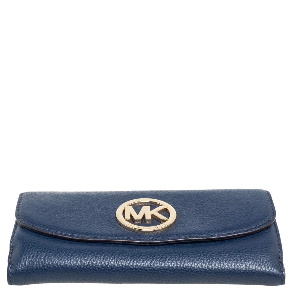 Michael Kors Navy Blue Leather Flap Continental Wallet For Women - Image 7