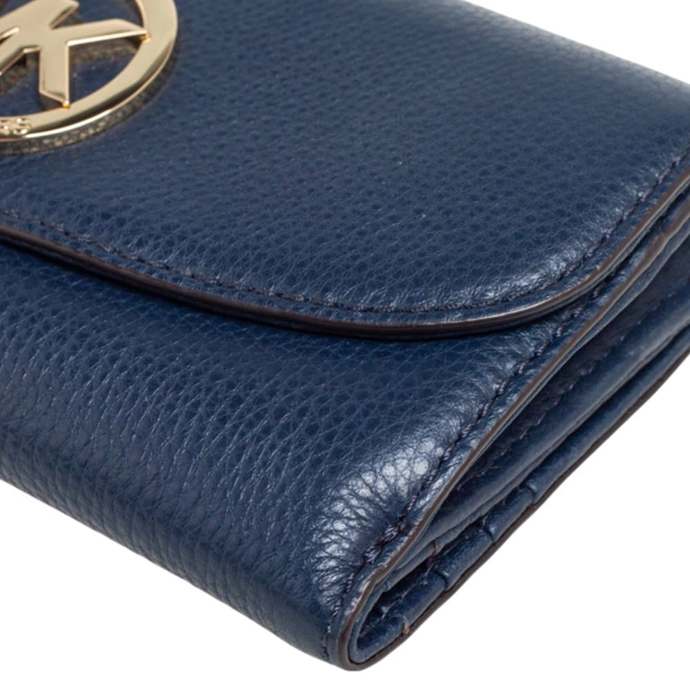 Michael Kors Navy Blue Leather Flap Continental Wallet For Women - Image 11