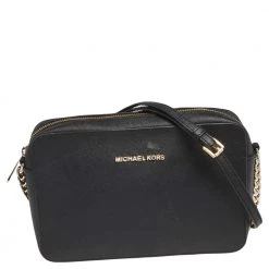 Michael Kors Black Saffiano Leather Jet Set Camera Crossbody Bag For Women