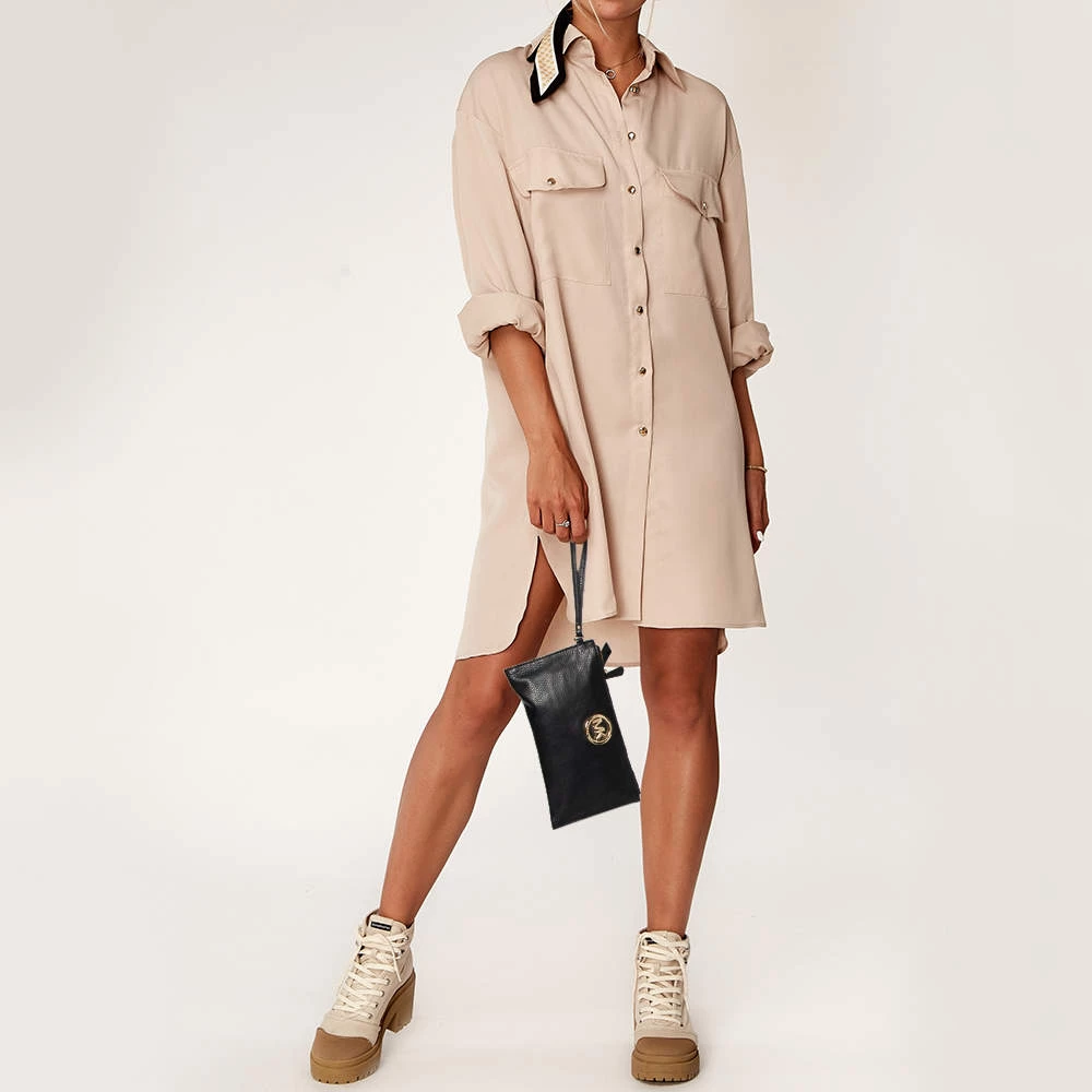 Michael Kors Black Leather Jet Set Wristlet Pouch For Women - Image 2