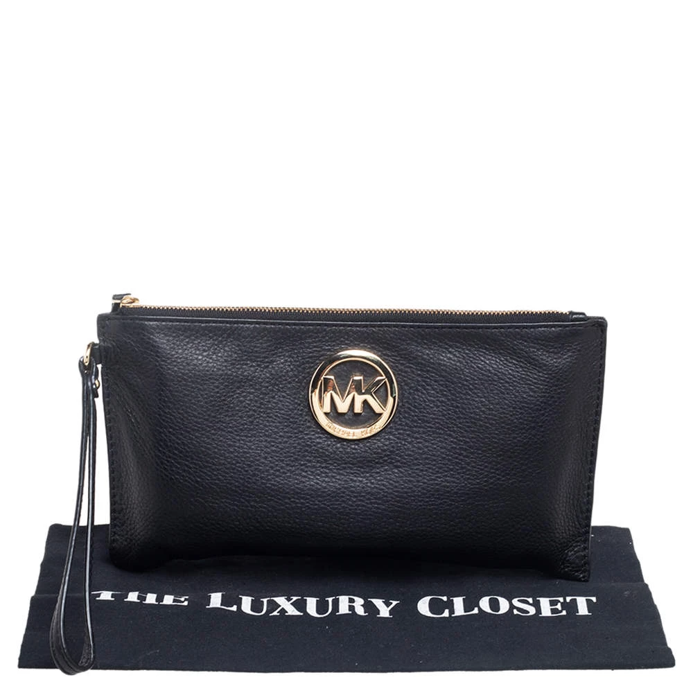 Michael Kors Black Leather Jet Set Wristlet Pouch For Women - Image 9