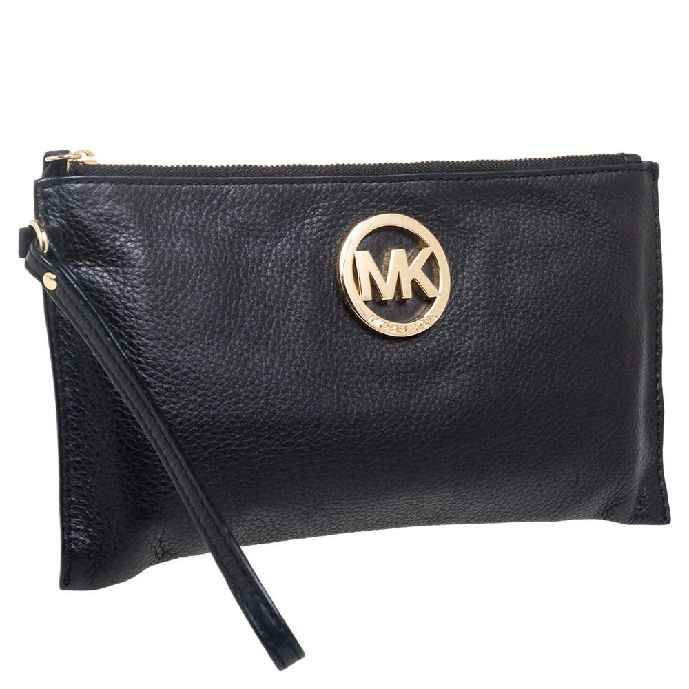 Michael Kors Black Leather Jet Set Wristlet Pouch For Women - Image 3