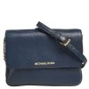 Michael Kors Blue Leather Jet Set Flap Crossbody Bag For Women