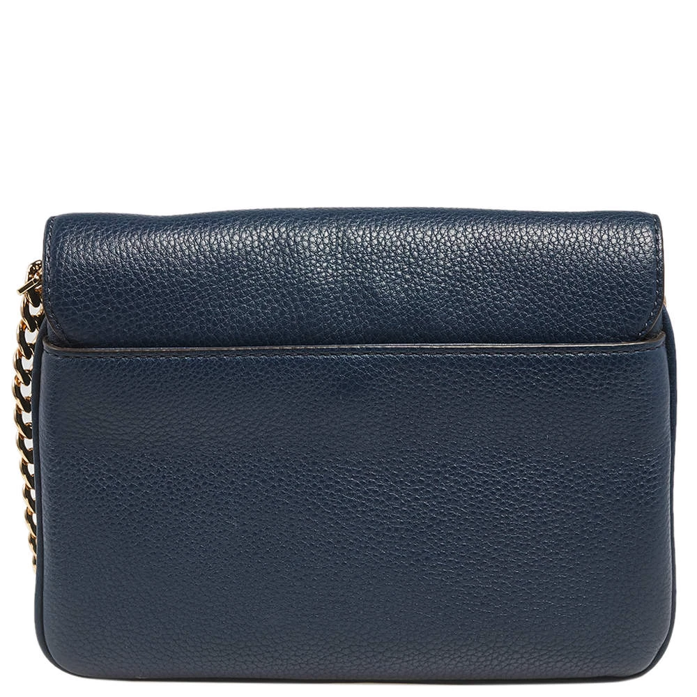 Michael Kors Blue Leather Jet Set Flap Crossbody Bag For Women - Image 4