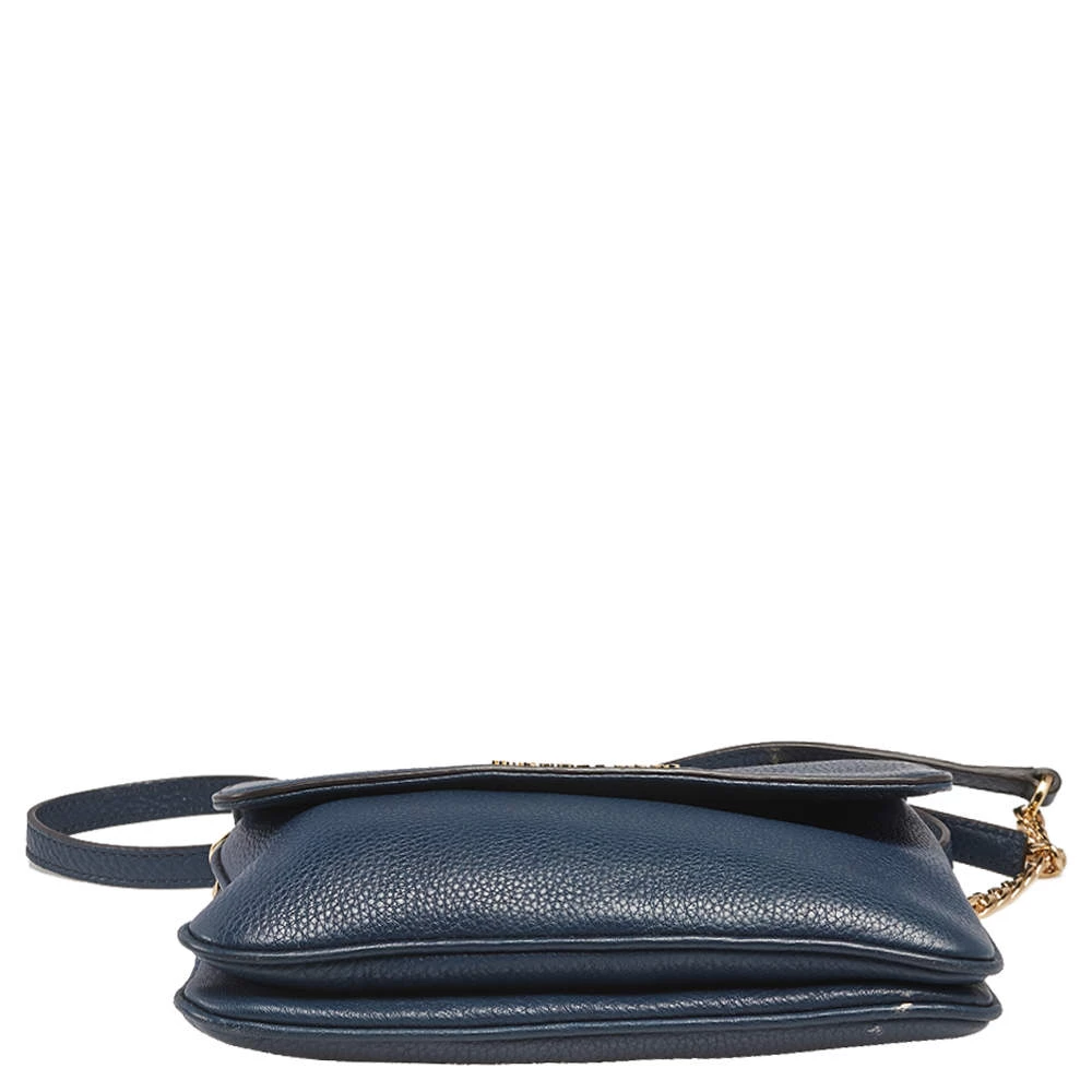 Michael Kors Blue Leather Jet Set Flap Crossbody Bag For Women - Image 6