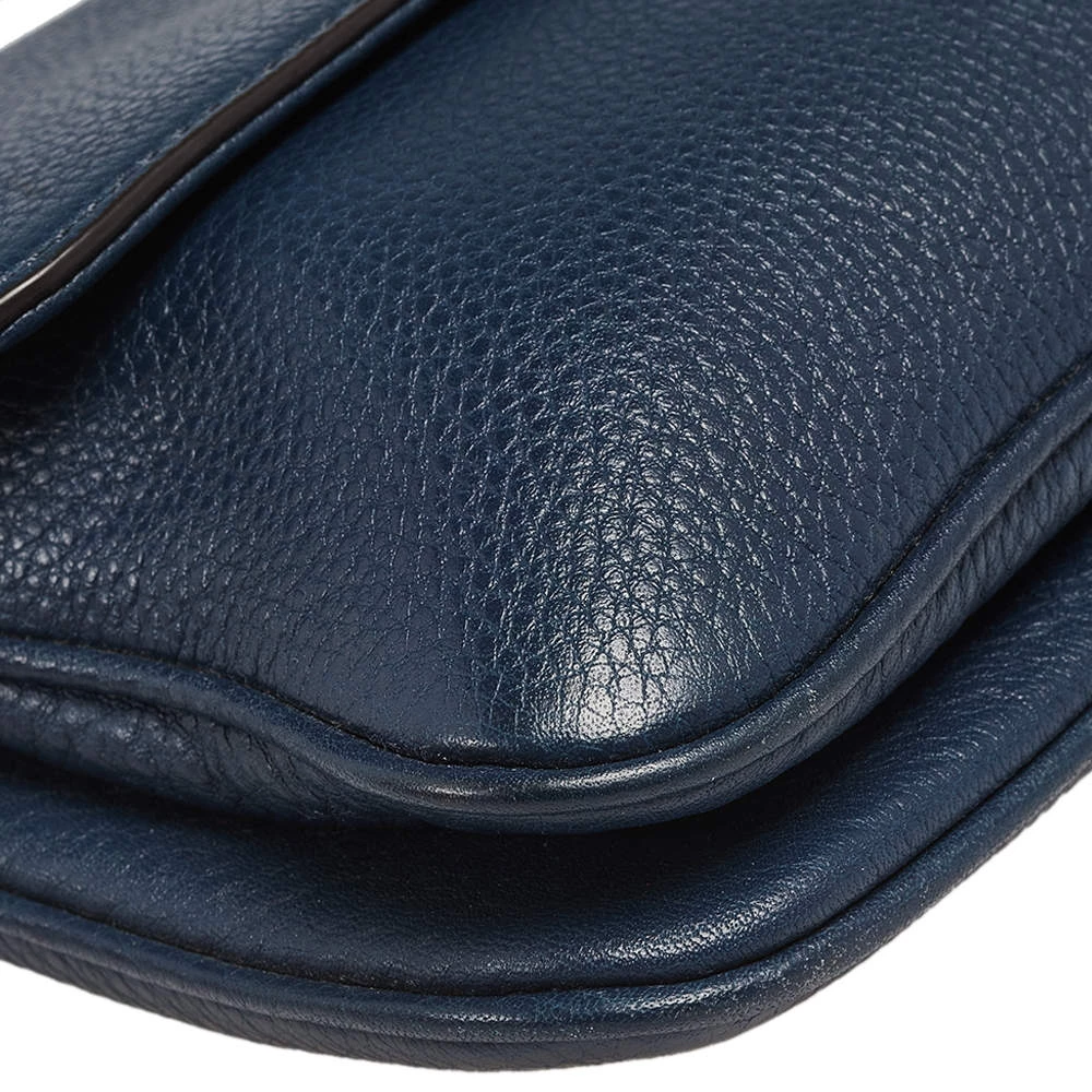 Michael Kors Blue Leather Jet Set Flap Crossbody Bag For Women - Image 11