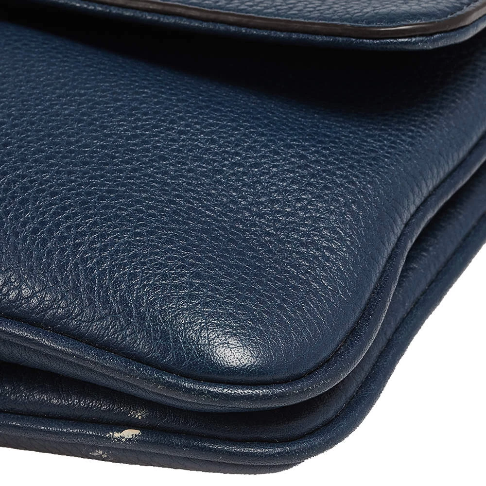 Michael Kors Blue Leather Jet Set Flap Crossbody Bag For Women - Image 12