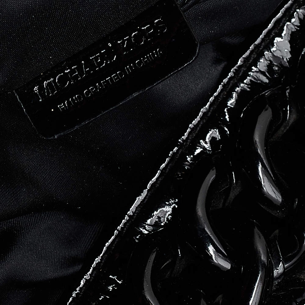 Michael Kors Black Patent Leather Chain Hobo For Women - Image 8