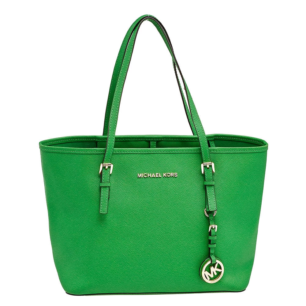 Michael Kors Green Leather Small Jet Set Travel Tote For Women