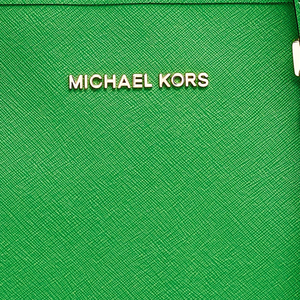 Michael Kors Green Leather Small Jet Set Travel Tote For Women - Image 5