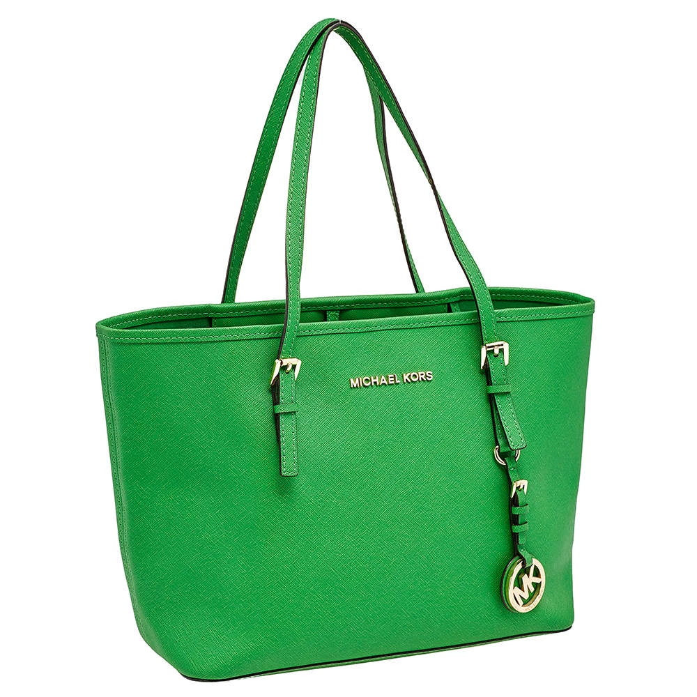 Michael Kors Green Leather Small Jet Set Travel Tote For Women - Image 3