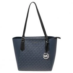Michael Kors Blue Signature Canvas & Leather Kimberly Tote For Women
