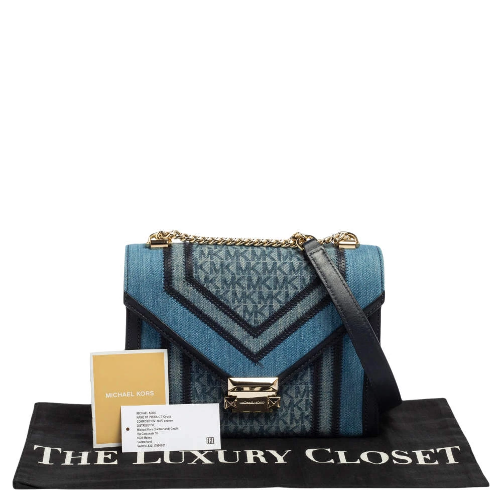 Michael Kors Blue Denim And Leather Whitney Shoulder Bag For Women - Image 10