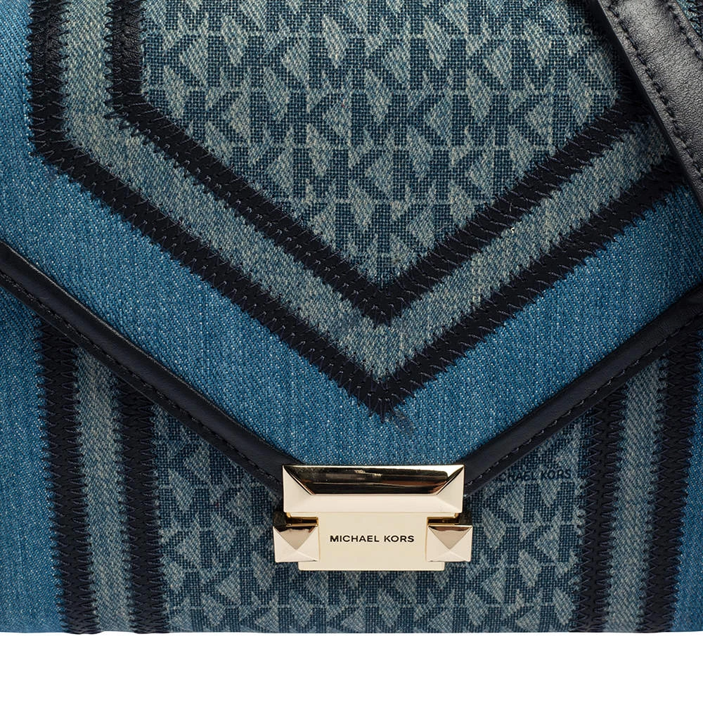 Michael Kors Blue Denim And Leather Whitney Shoulder Bag For Women - Image 5