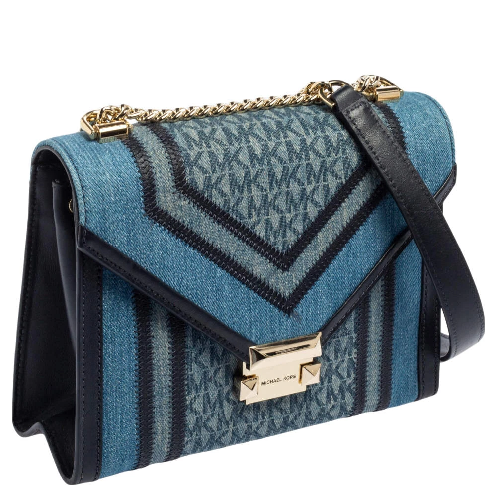 Michael Kors Blue Denim And Leather Whitney Shoulder Bag For Women - Image 3