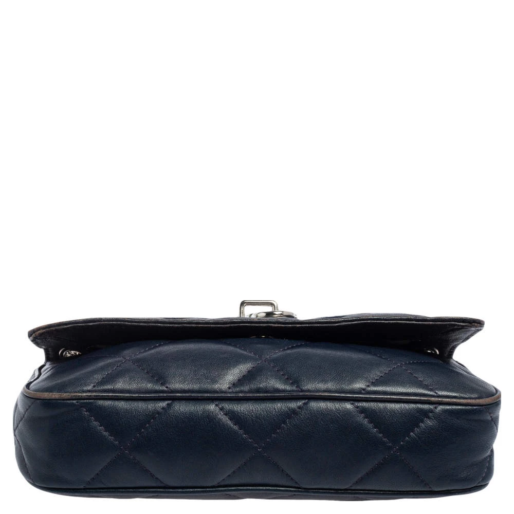 Michael Kors Navy Blue Quilted Leather Hamilton Chain Shoulder Bag For Women - Image 6