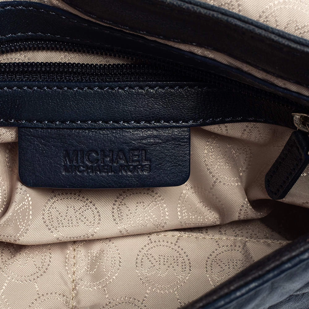 Michael Kors Navy Blue Quilted Leather Hamilton Chain Shoulder Bag For Women - Image 9