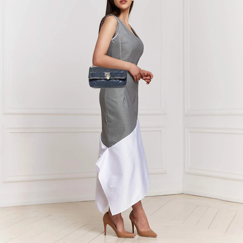 Michael Kors Navy Blue Quilted Leather Hamilton Chain Shoulder Bag For Women - Image 2