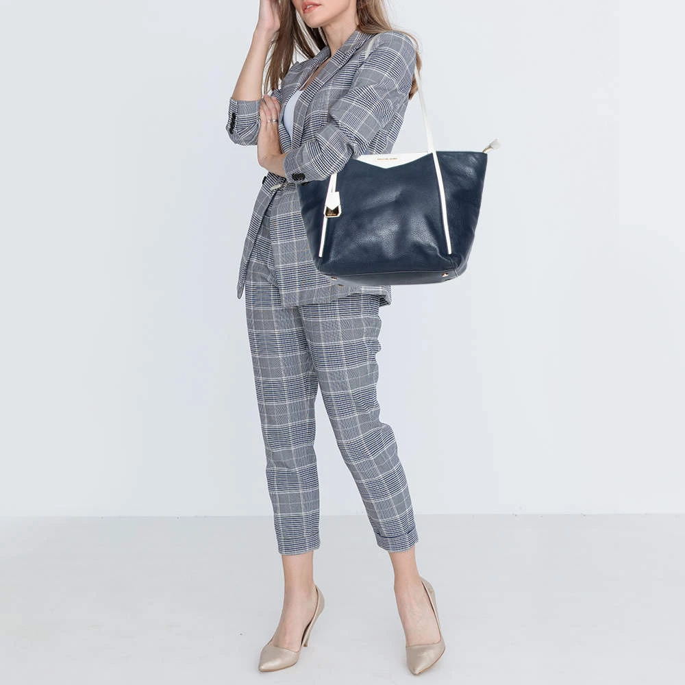 Michael Kors Navy Blue/White Leather Whitney Tote For Women - Image 2