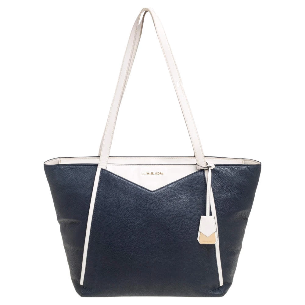 Michael Kors Navy Blue/White Leather Whitney Tote For Women