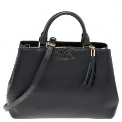 Michael Kors Black Leather Florence Satchel For Women