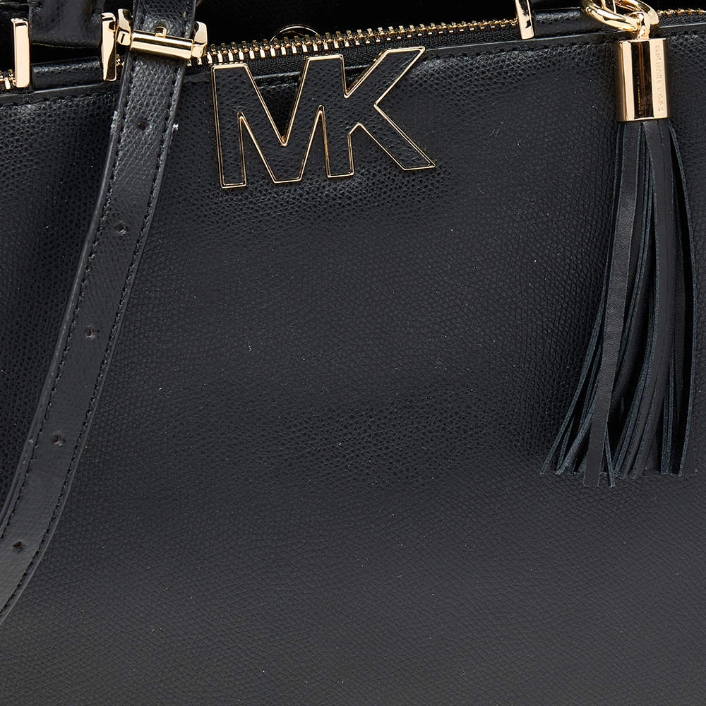 Michael Kors Black Leather Florence Satchel For Women - Image 5