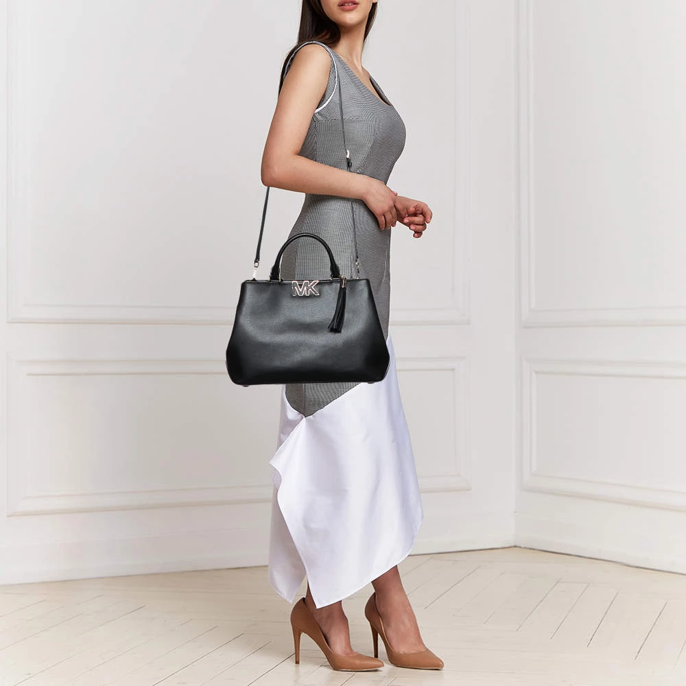 Michael Kors Black Leather Florence Satchel For Women - Image 2