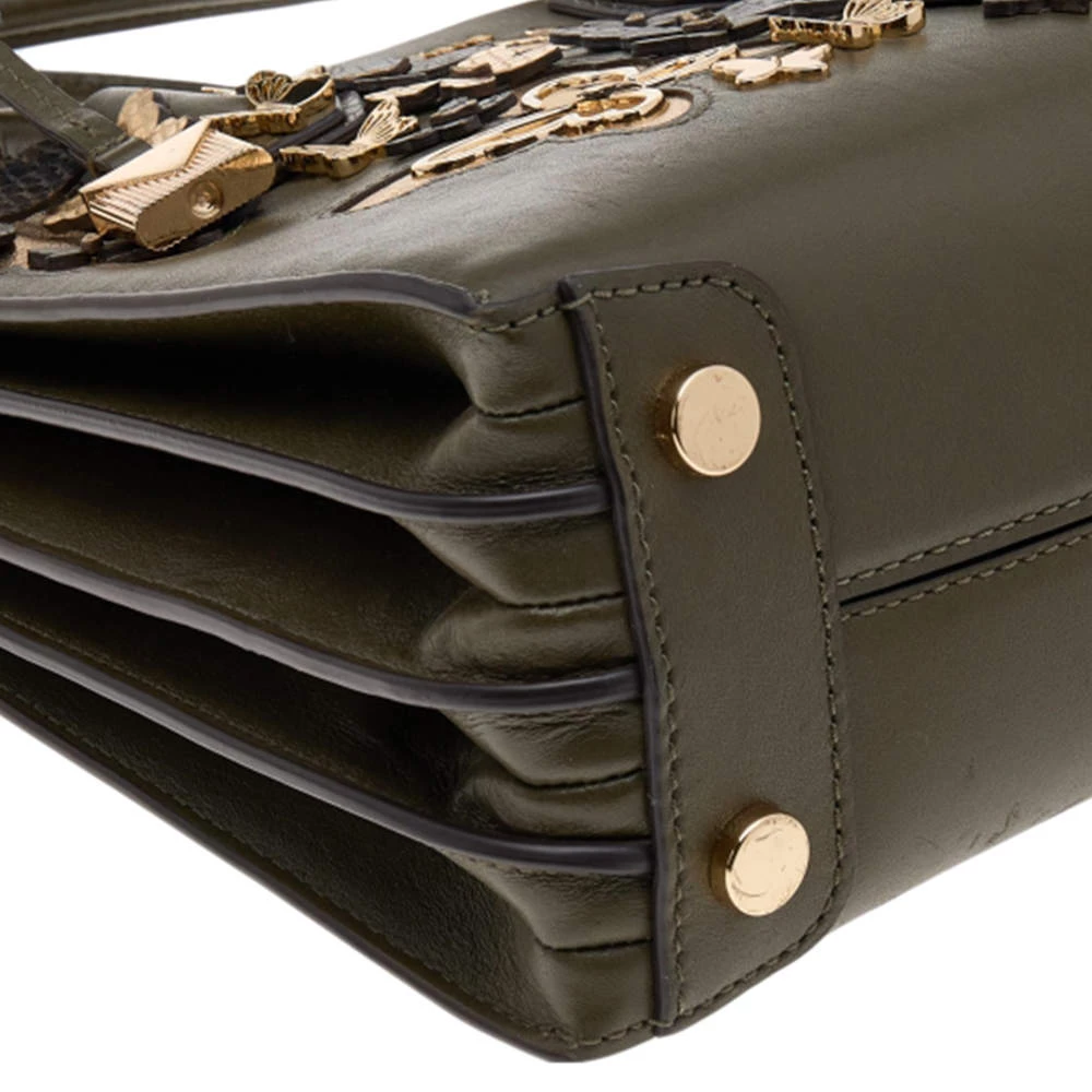 Michael Kors Green Butterfly Embellished Leather Small Mercer Tote For Women - Image 10