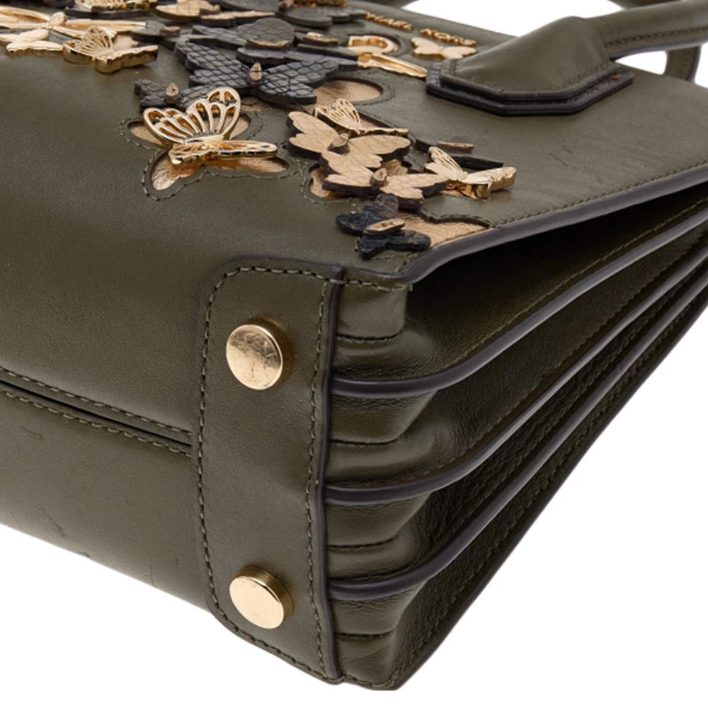Michael Kors Green Butterfly Embellished Leather Small Mercer Tote For Women - Image 11