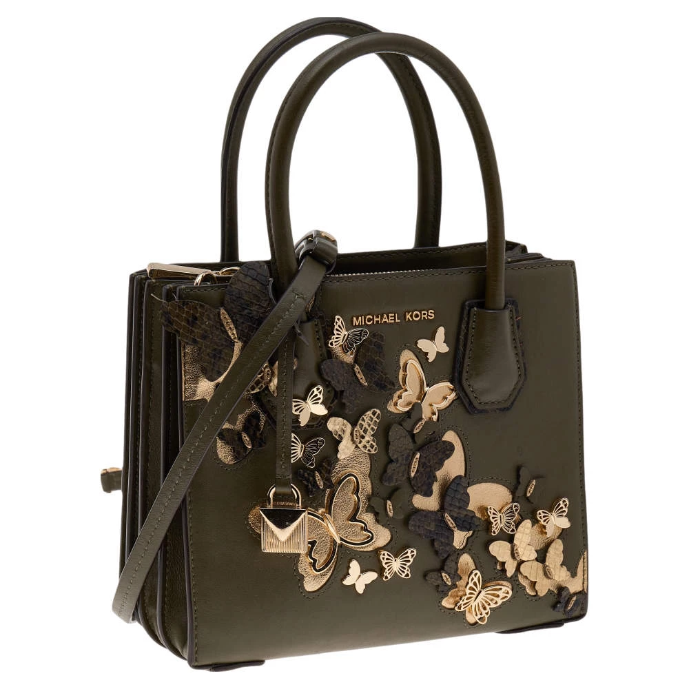 Michael Kors Green Butterfly Embellished Leather Small Mercer Tote For Women - Image 3