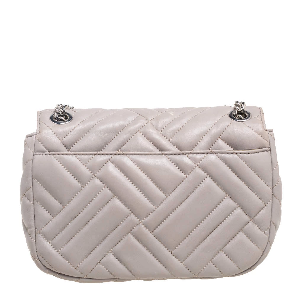 Michael Kors Grey Leather Medium Peyton Shoulder Bag For Women - Image 4