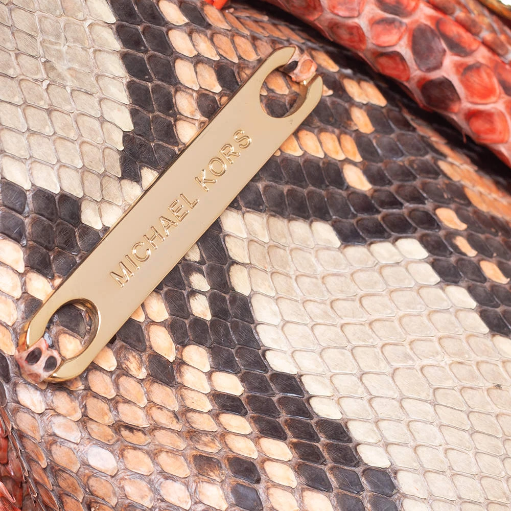 Michael Kors Multicolor Snakeskin Leather Chain Link Tote For Women - Image 9